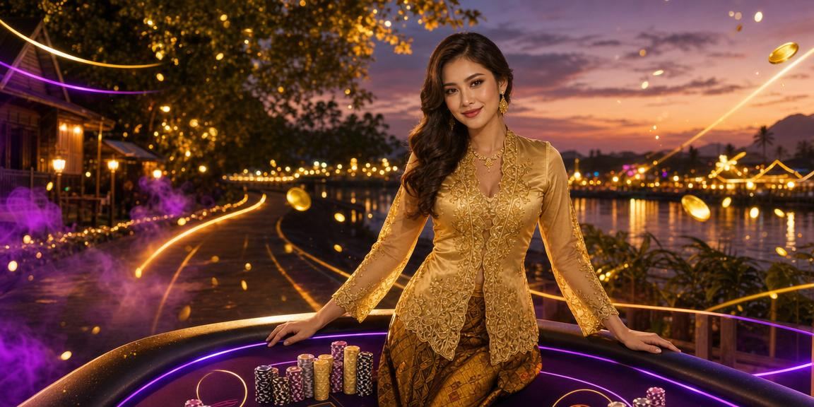 Pemain Malaysia menikmati permainan jackpot dalam talian dengan pakaian kebaya tradisional